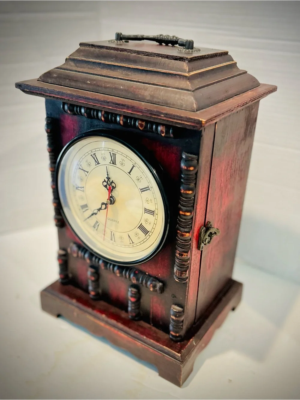 Hidden Safe Mantle Clock Wooden Farmhouse Cottagegoth Dark Academia Dorm Decor